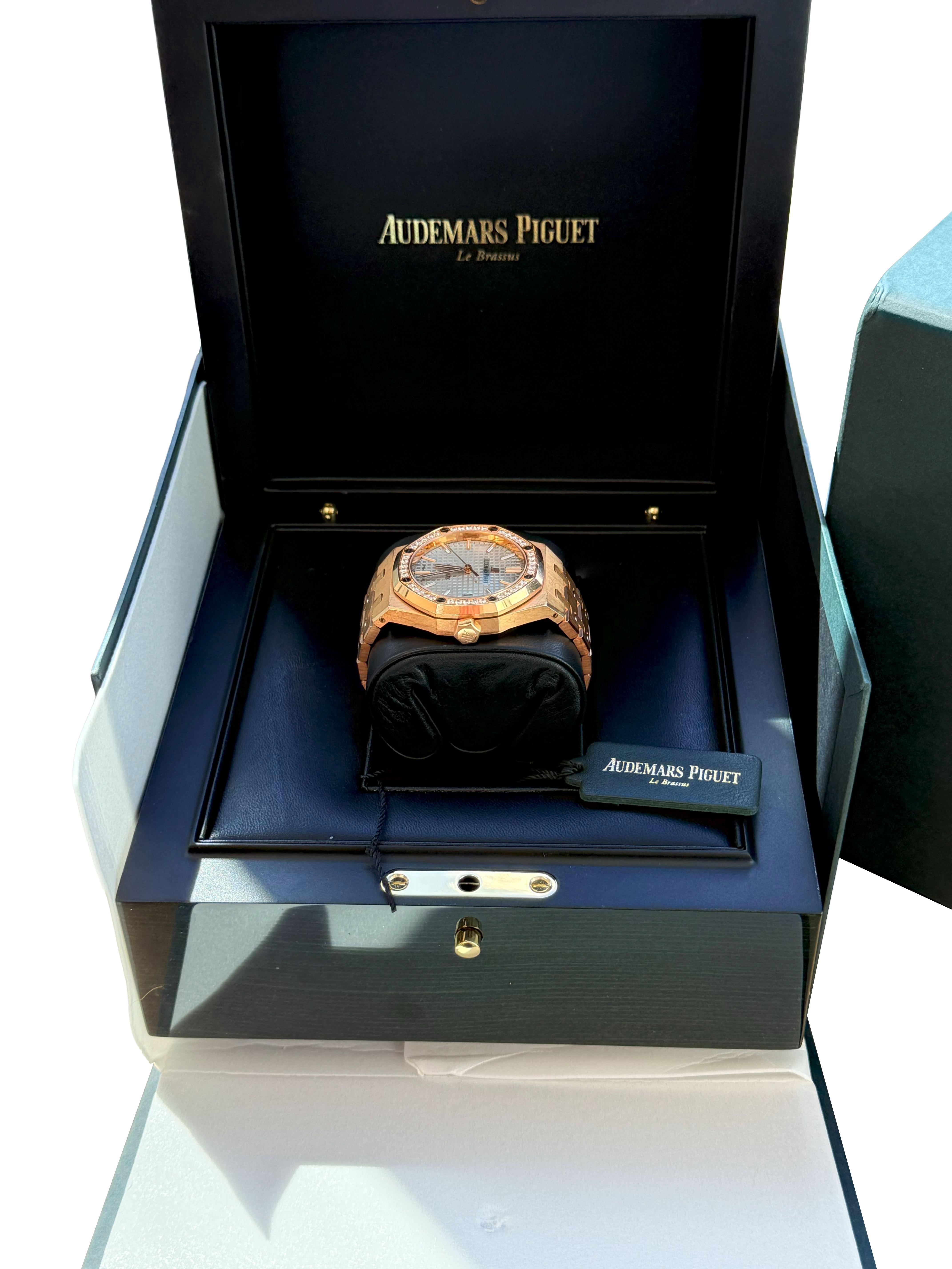 Audemars Piguet Royal Oak Lady 37mm Rose Gold Diamond Lünette 15451OR.ZZ.1256OR.02 im Angebot 2