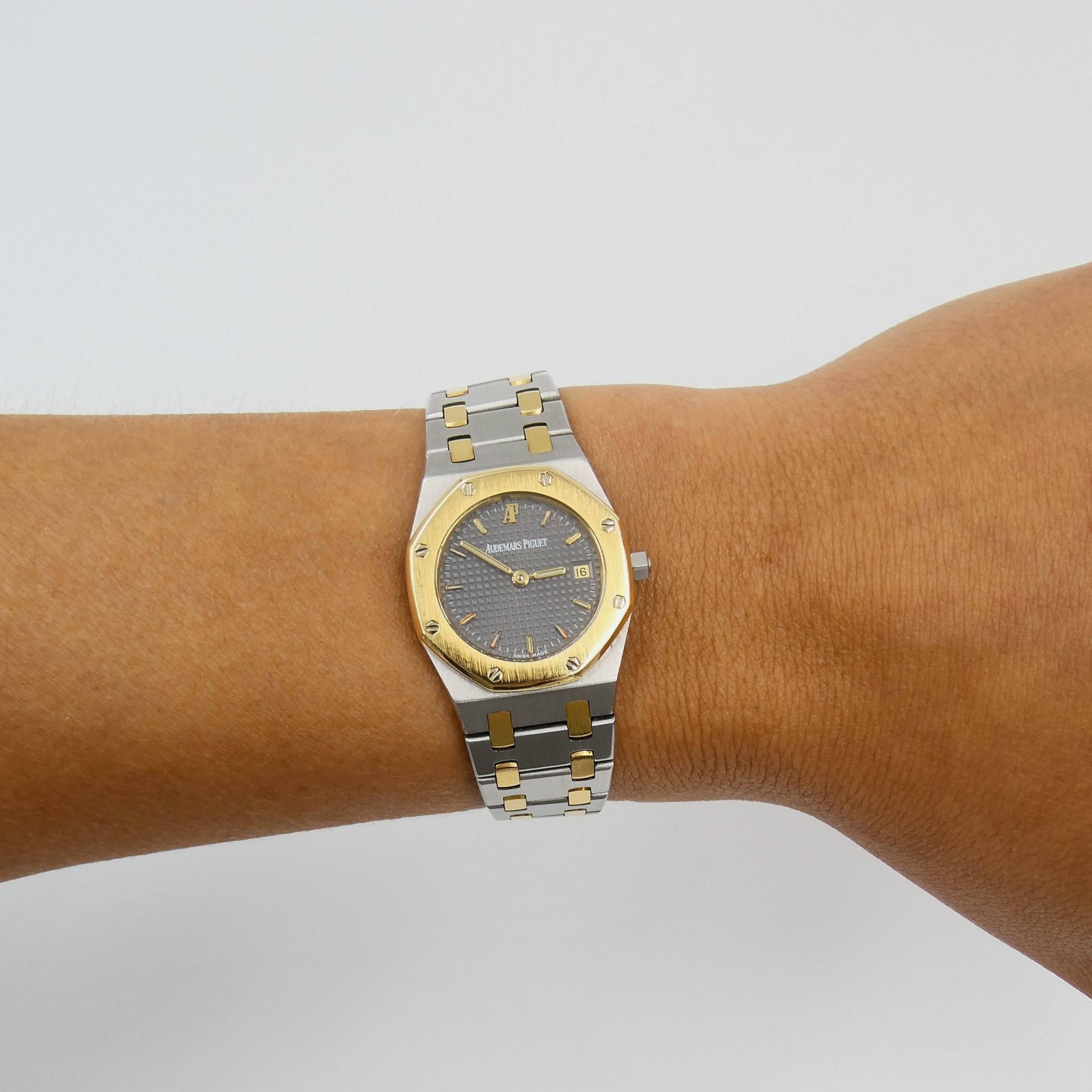 Women's or Men's Audemars Piguet Royal Oak Lady Watch in Stainless Steel & Yellow Gold  For Sale