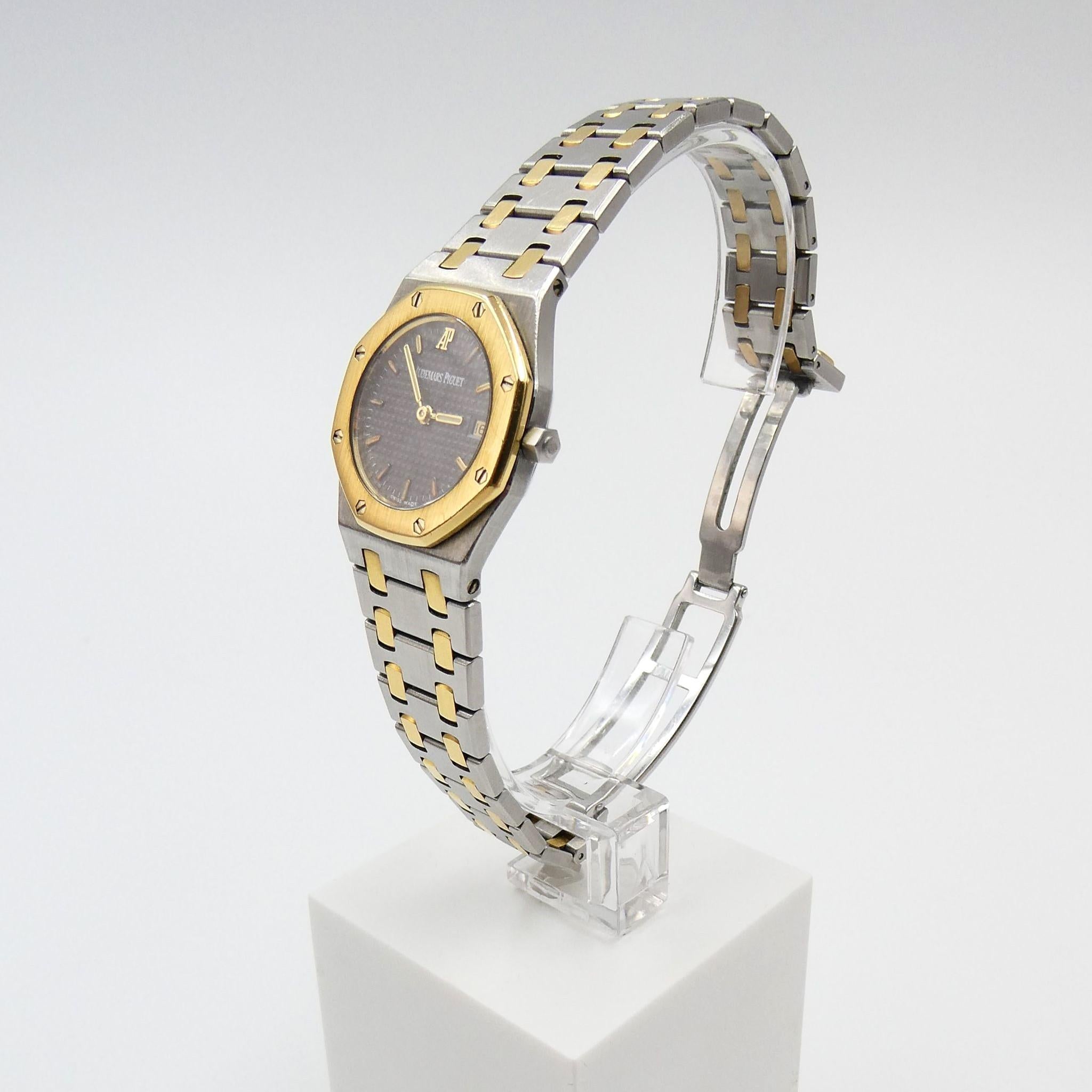 Women's or Men's Audemars Piguet Royal Oak Lady Watch in Stainless Steel & Yellow Gold  For Sale