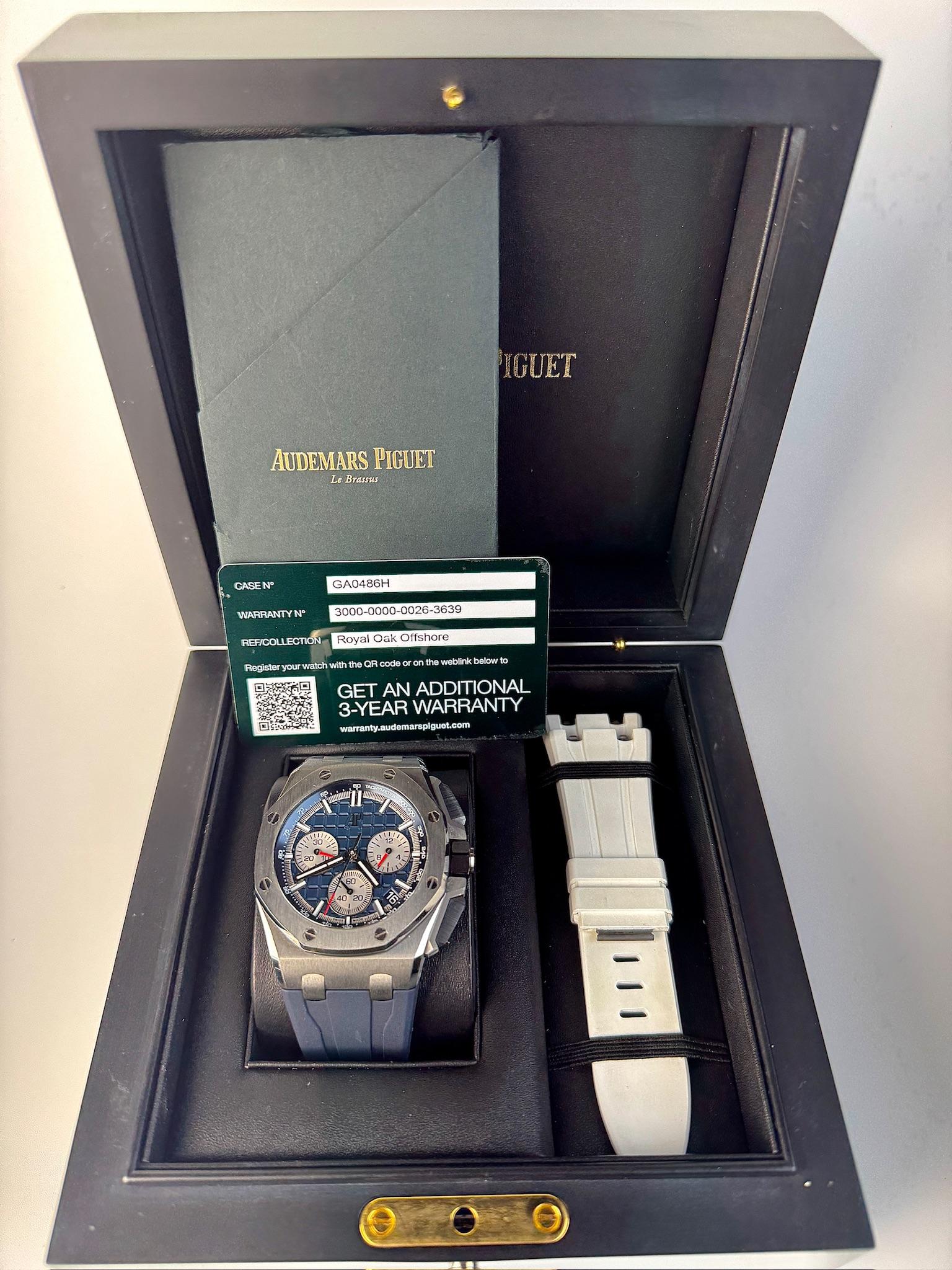  Audemars Piguet Royal Oak Offshore 43 mm cadran bleu sangle en caoutchouc bleu Date : 2019 Pour hommes 