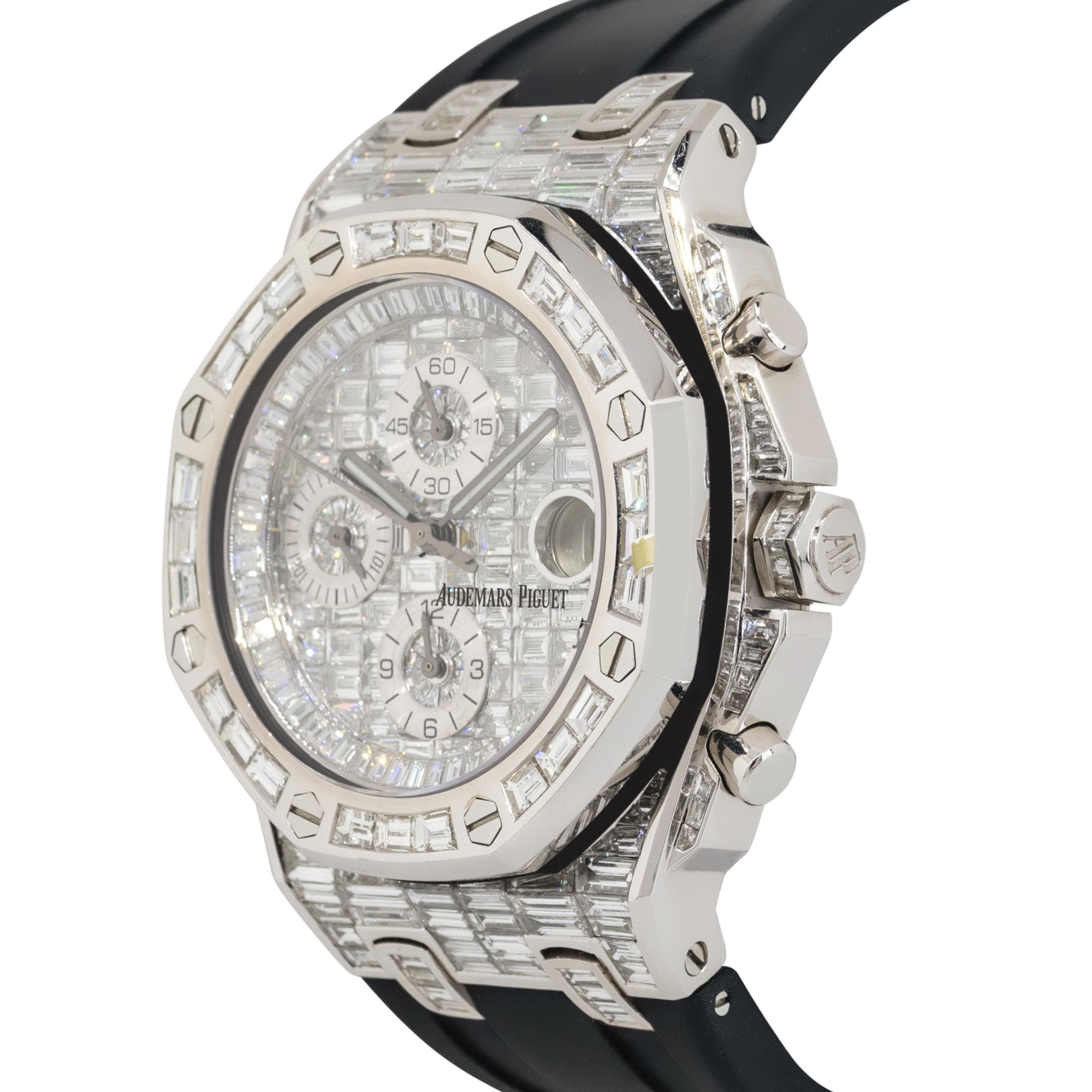 Audemars Piguet: 18 Karat Diamantuhr Royal Oak Offshore mit Diamanten, auf Lager im Zustand „Hervorragend“ in Boca Raton, FL