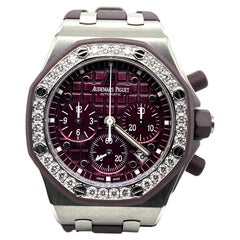 Audemars Piguet Montre chrono Royal Oak Offshore en acier inoxydable et diamants