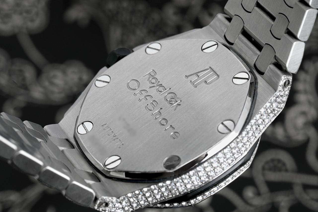 Round Cut Audemars Piguet Royal Oak Offshore Chronograph 42mm Diamond Watch 25721ST For Sale