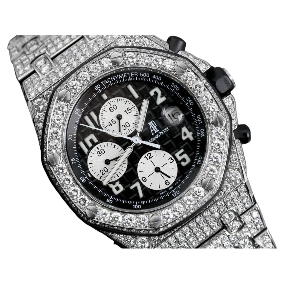 Audemars Piguet Royal Oak Offshore Chronograph 42mm Diamond Watch 25721ST For Sale