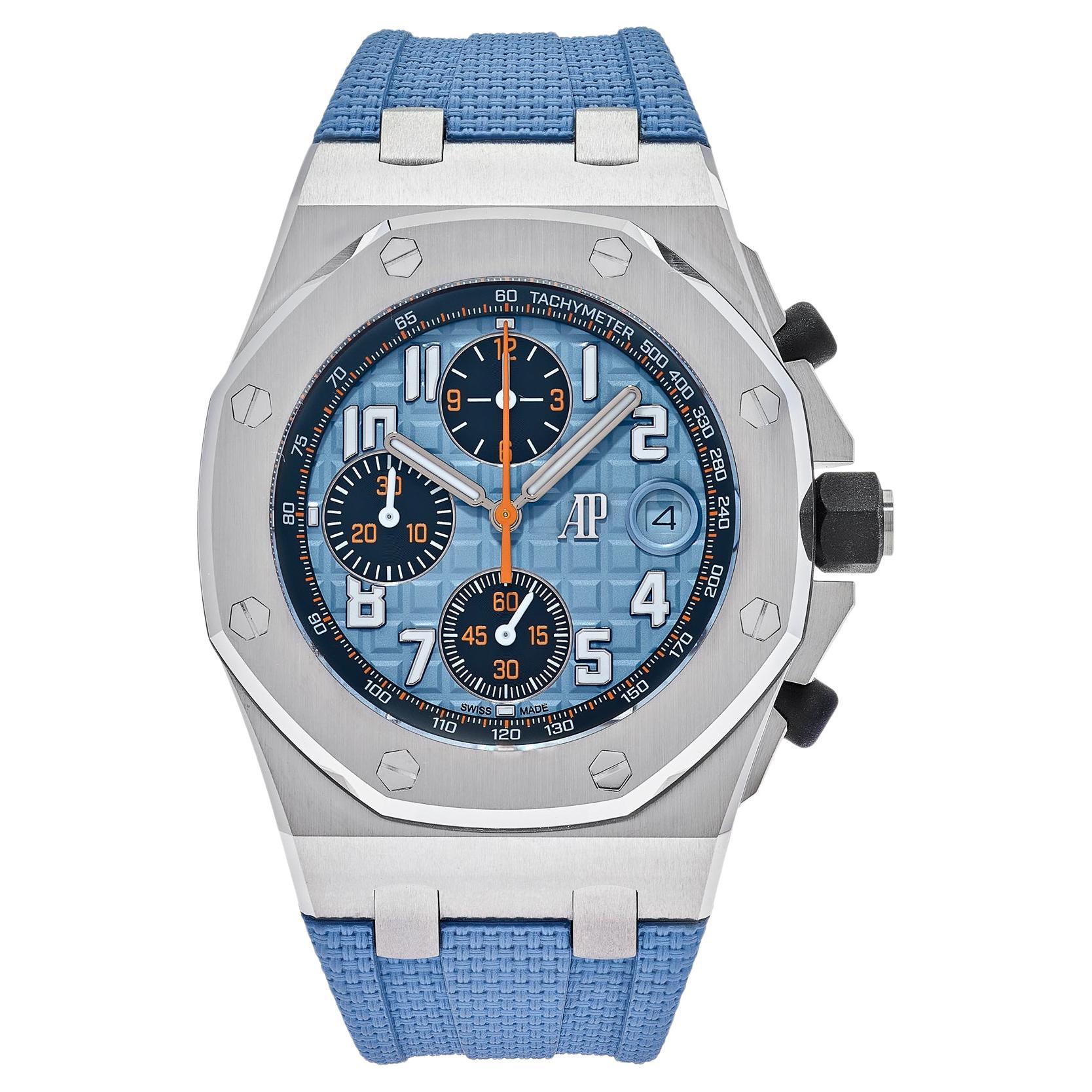 Audemars Piguet Stainless Steel Blue Chronograph Royal Oak Offshore