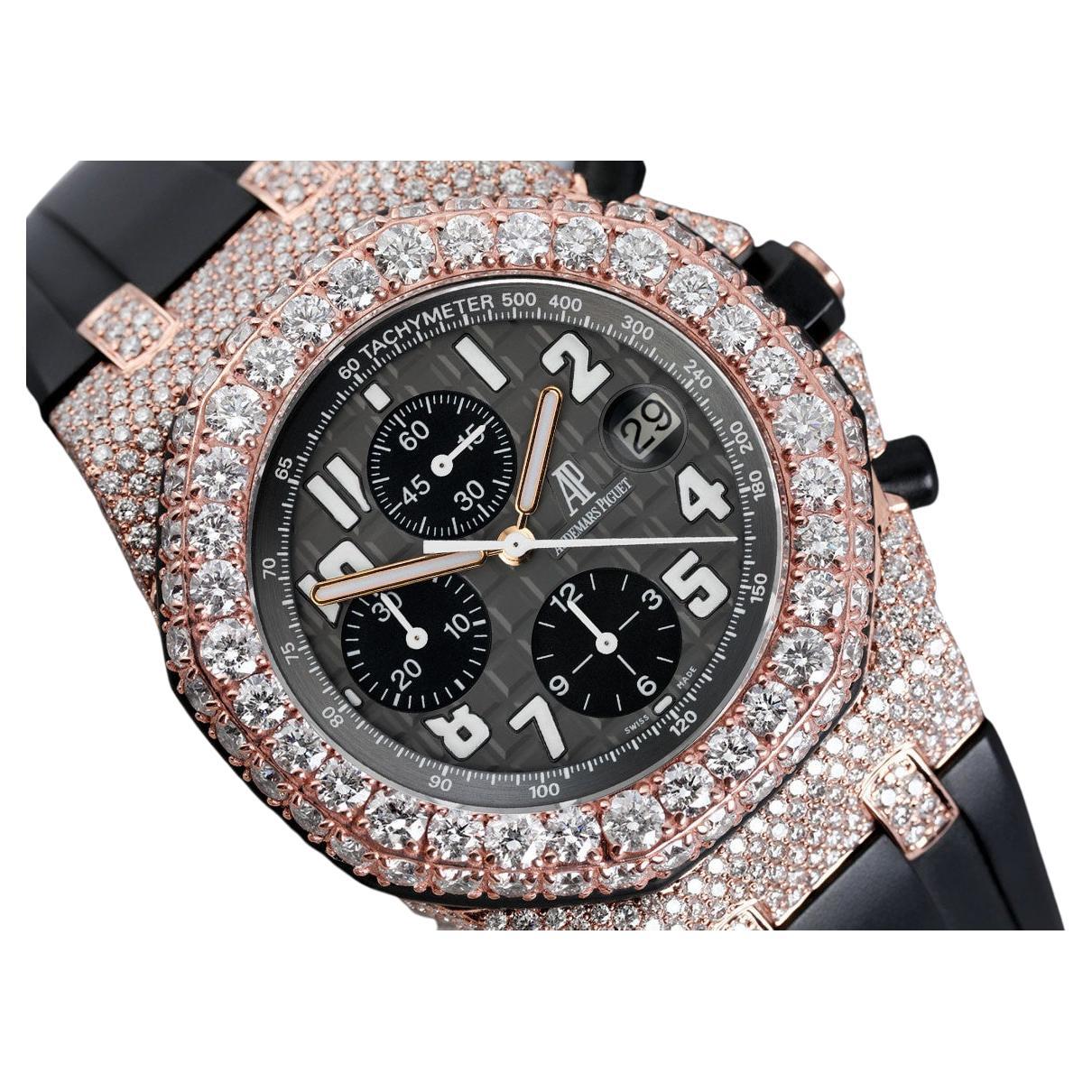 Audemars Piguet Royal Oak Offshore Chronograph Fully Diamond Rose Gold Watch 
