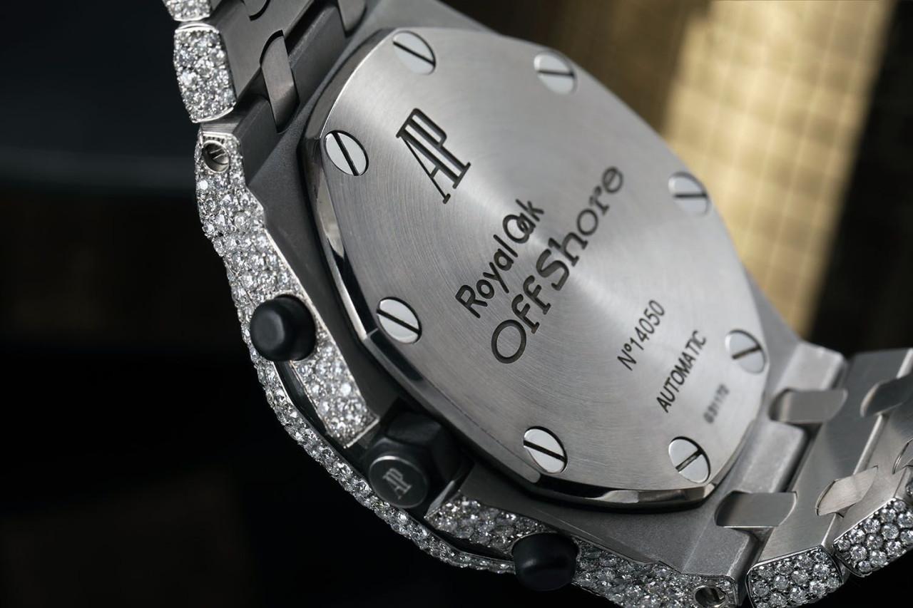 Men's Audemars Piguet Royal Oak Offshore Chronograph Fully Iced Out Watch For Sale