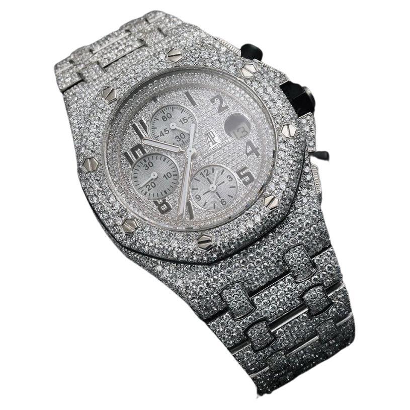 Audemars Piguet Royal Oak Offshore Chronograph Fully Iced Out Watch For Sale