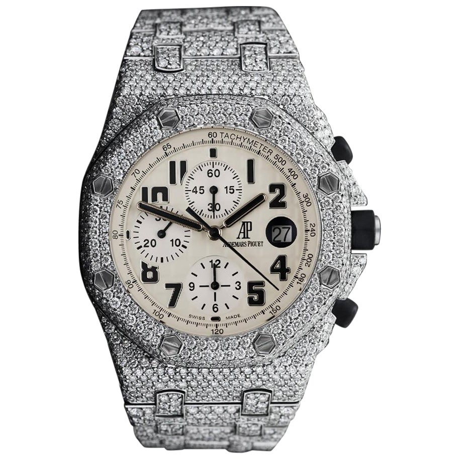 Audemars Piguet Montre à chronographe Royal Oak Offshore avec cadran ivoire entièrement délavé