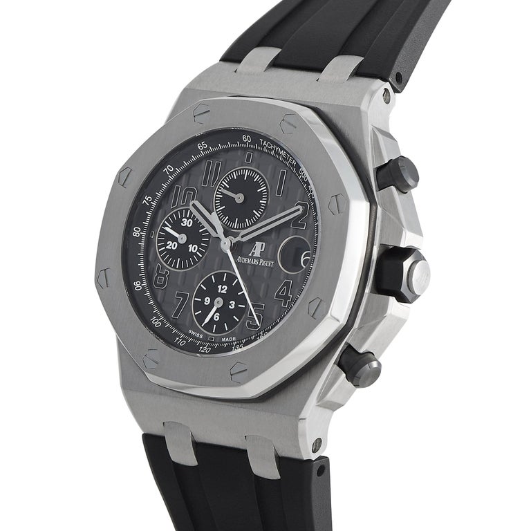 The Audemars Piguet Royal Oak Offshore Chronograph, reference number 26470ST.OO.A104CR.01, is created for the exquisite “Royal Oak Offshore” collection.

This timepiece is equipped with the 3126/3840 self-winding movement that is comprised of 365