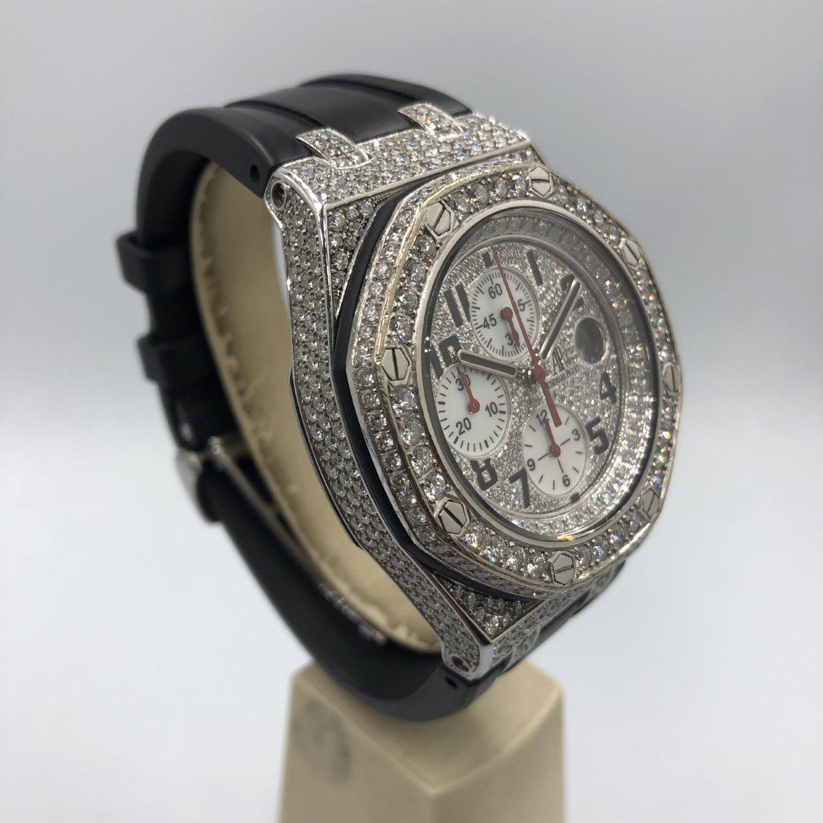 Modern Audemars Piguet Royal Oak Offshore Custom Diamond Wristwatch Full Set For Sale