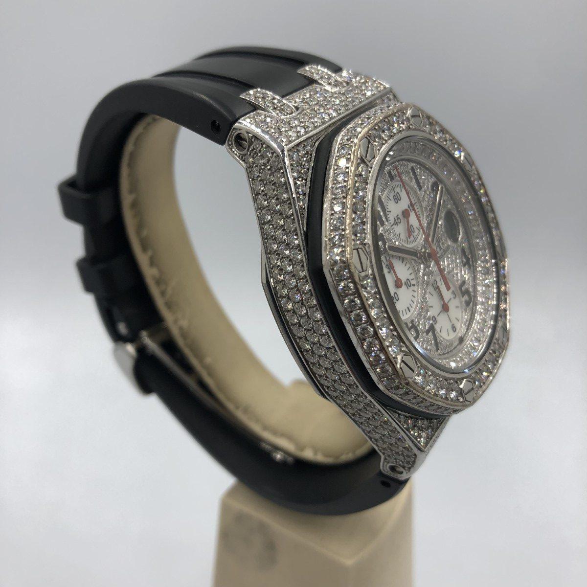 Men's Audemars Piguet Royal Oak Offshore Custom Diamond Wristwatch Full Set For Sale