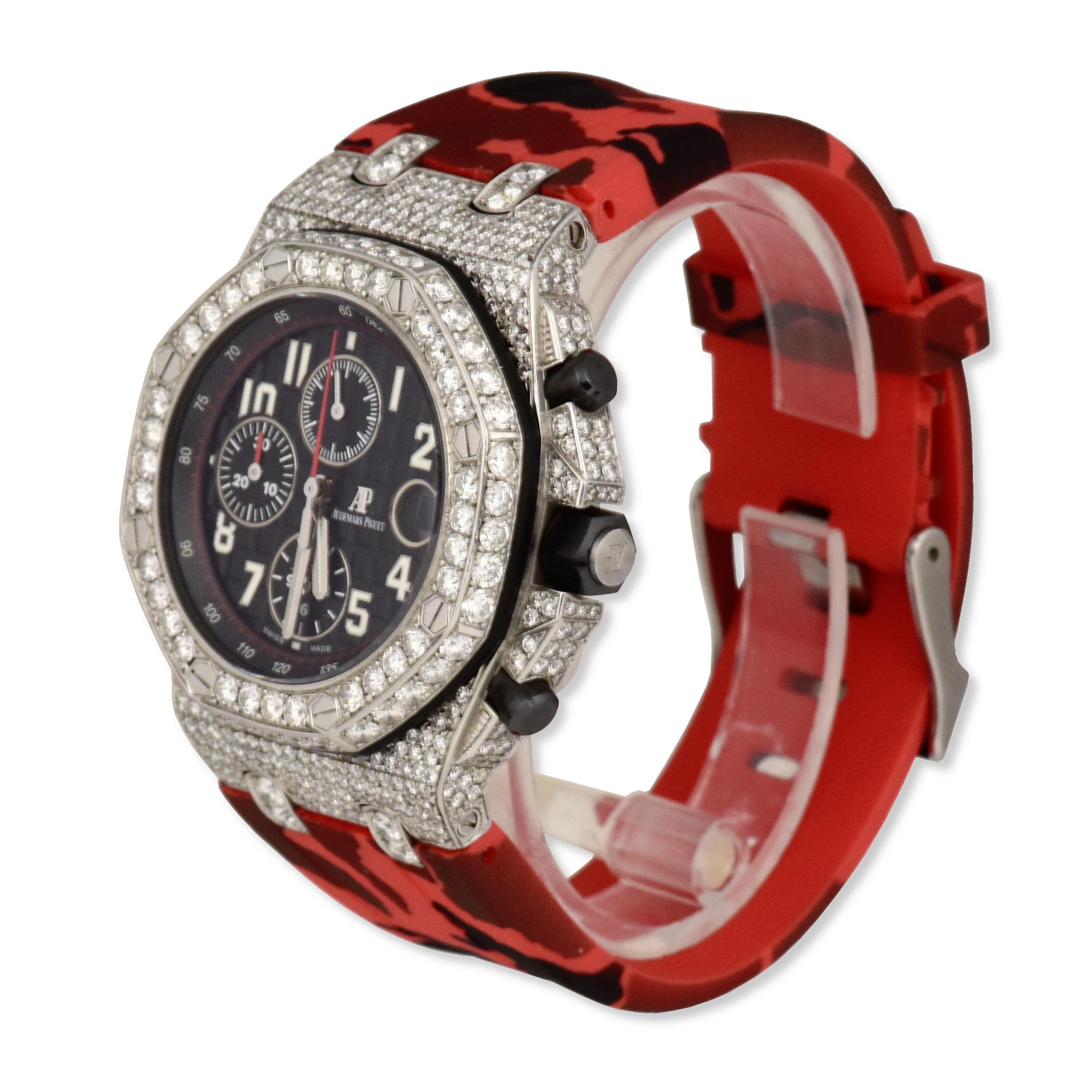 Audemars Piguet Royal Oak Offshore Diamant Gehäuse Rot Armband 25721TI.00.1000TI.06.A (Rundschliff)