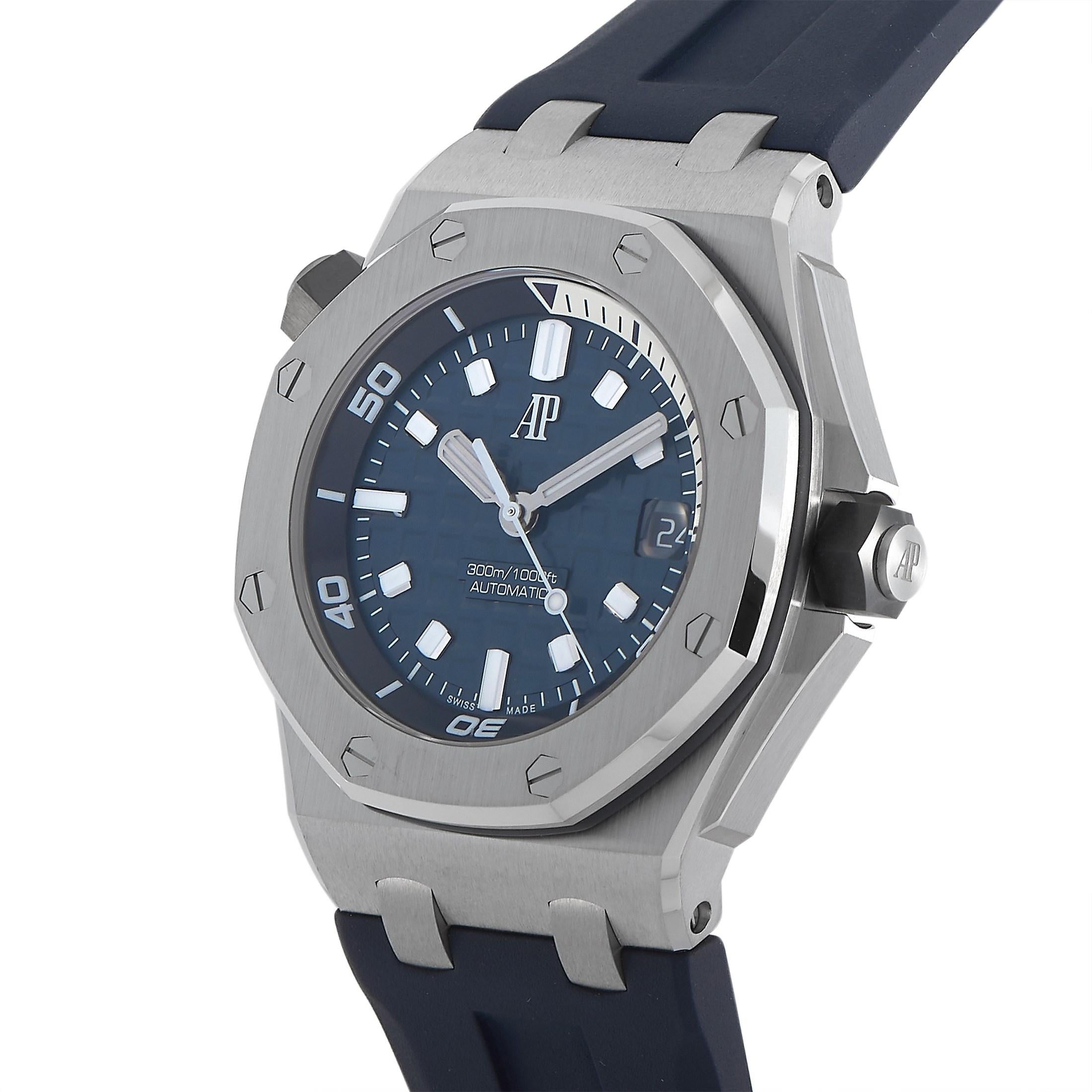 The Audemars Piguet Royal Oak Offshore Watch, reference number 15720ST.00.A027CA.01, is a sophisticated timepiece that is ready for a day out on the water. 

This impeccably designed watch features a 42mm stainless steel case and bezel with bold