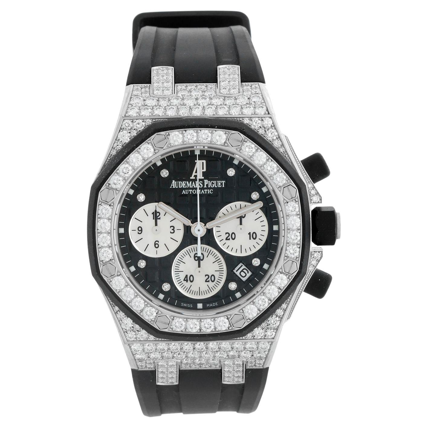 Reloj automático Audemars Piguet Royal Oak Offshore para señora de oro blanco y diamantes en venta