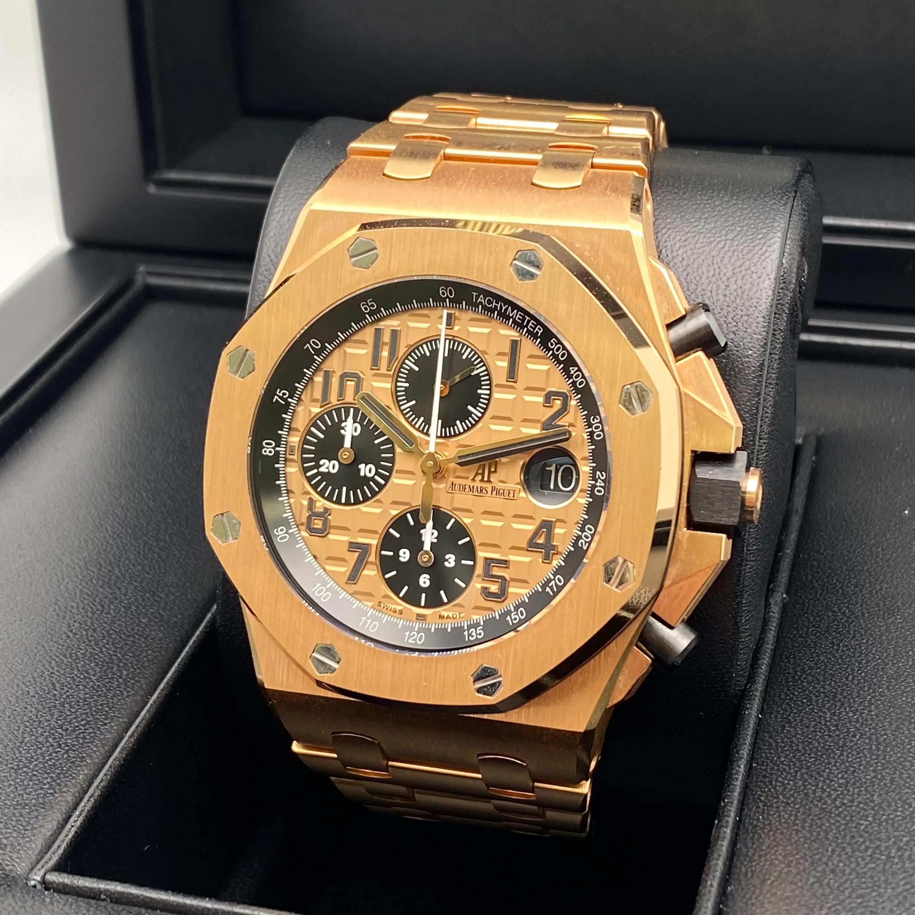 Audemars Piguet Royal Oak Offshore Oro Rosa 26470OR Orologio con quadrante champagne B.P. in vendita 1