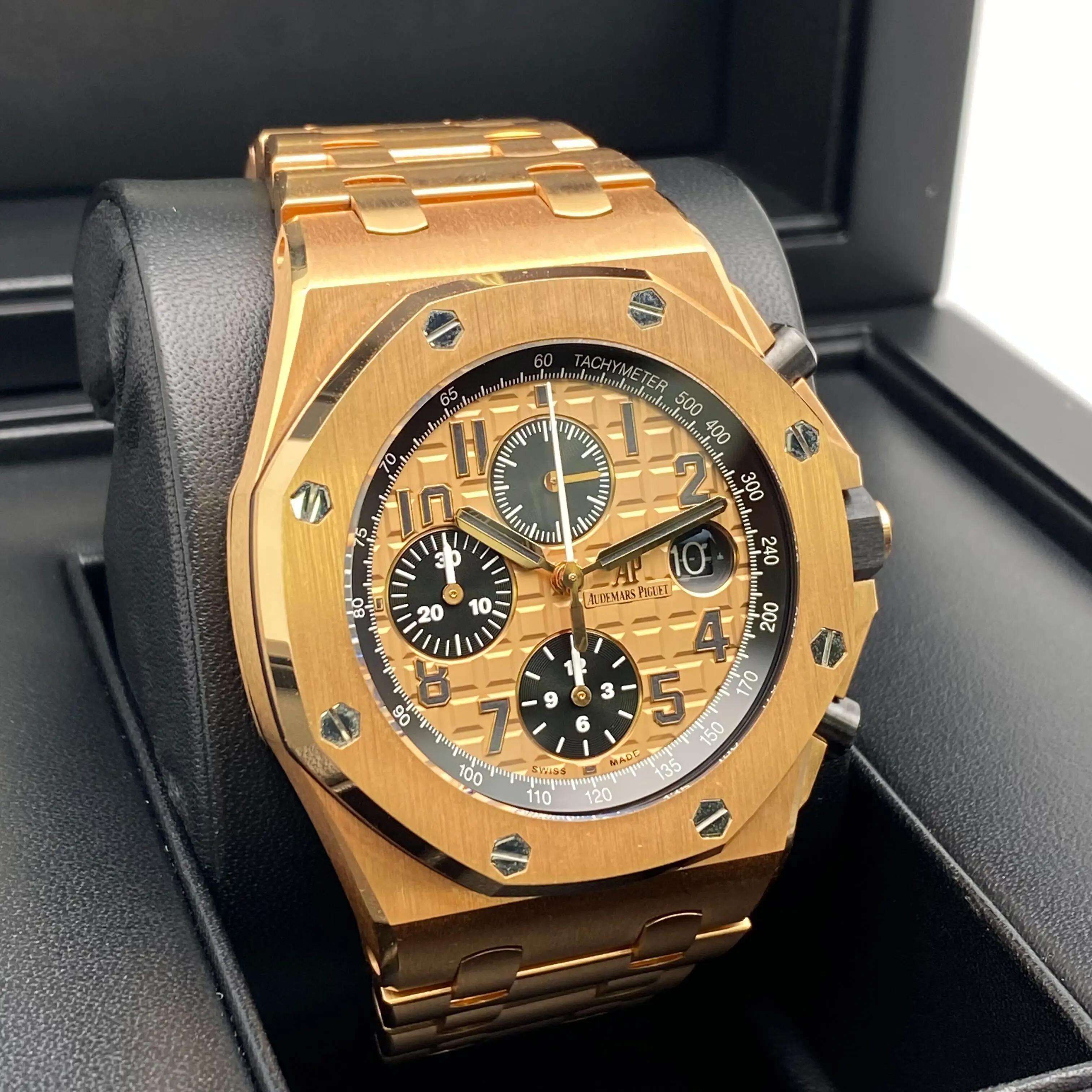 Audemars Piguet Royal Oak Offshore Oro Rosa 26470OR Orologio con quadrante champagne B.P. in vendita 2