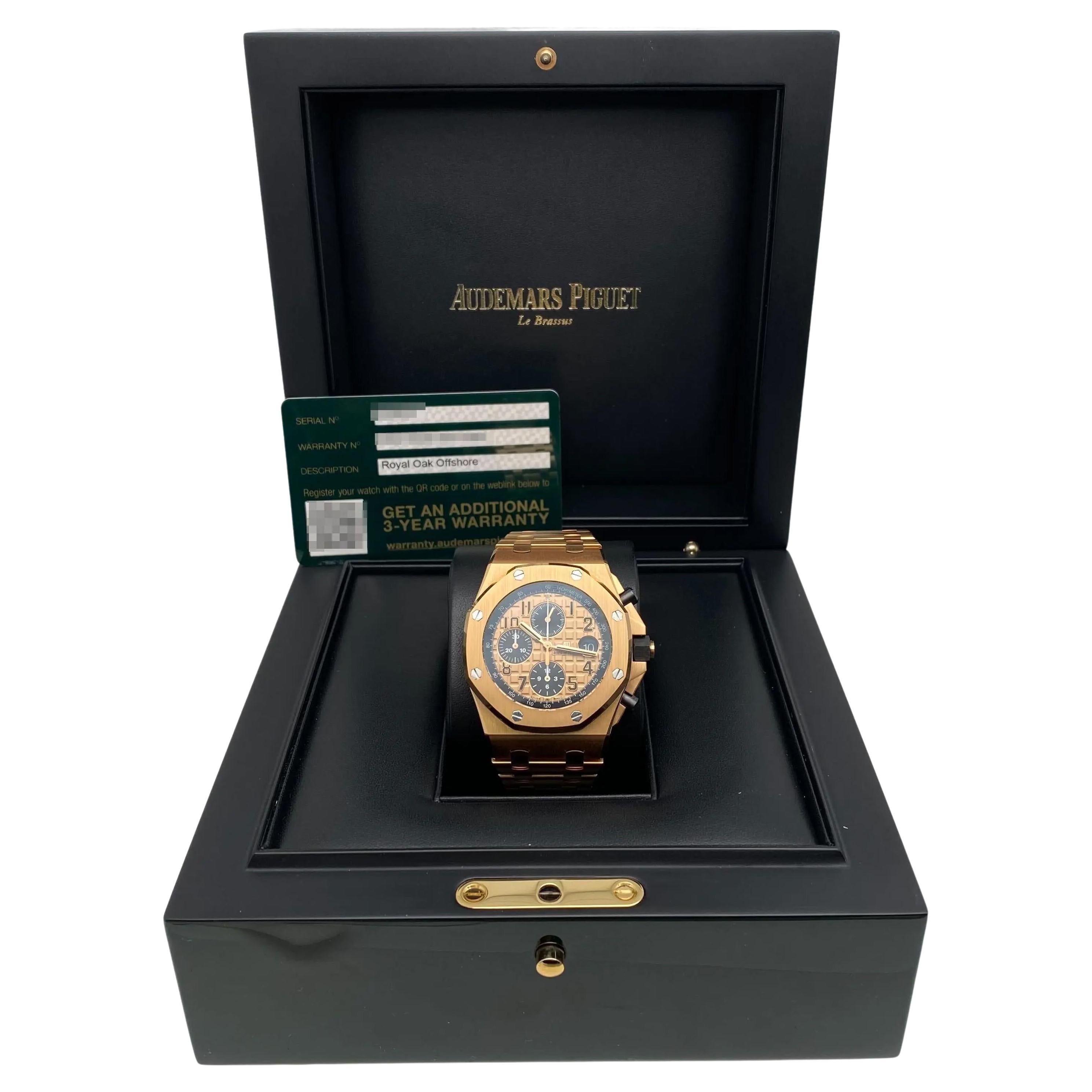 Audemars Piguet Royal Oak Offshore Rose Gold 26470OR Champagne Dial Watch B&P