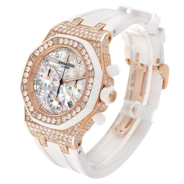 Women's Audemars Piguet Royal Oak Offshore Rose Gold Diamond Ladies Watch 26092OK For Sale