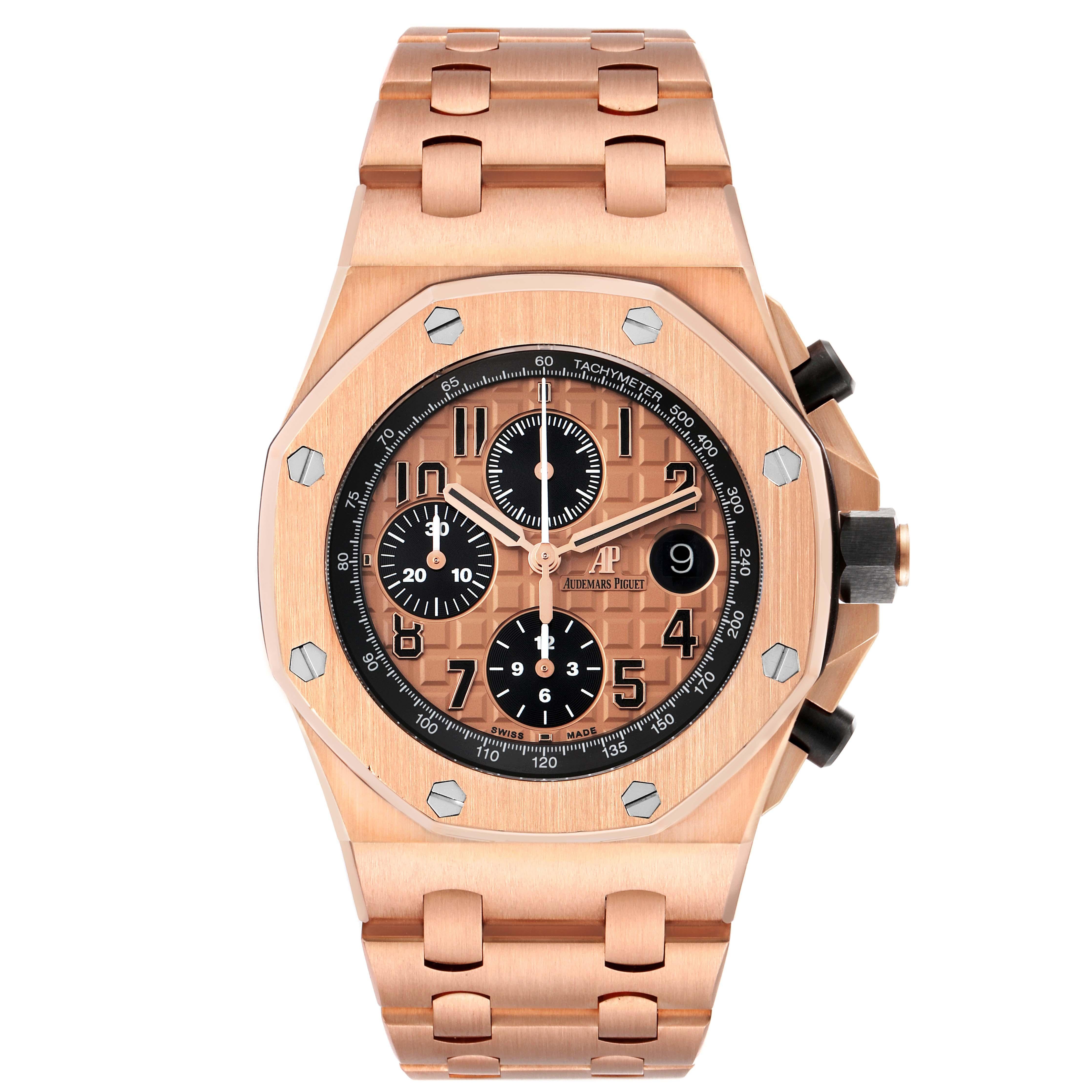 Audemars Piguet Royal Oak Offshore in Rose Gold. 

Comes with Box and Papers

Used watch. 