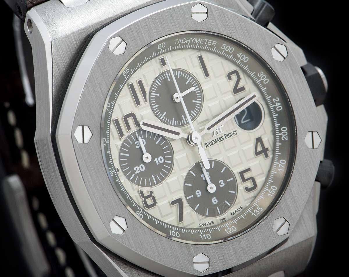 Audemars Piguet Royal Oak Offshore Safari Stainless Steel Ivory Dial In Excellent Condition In London, GB