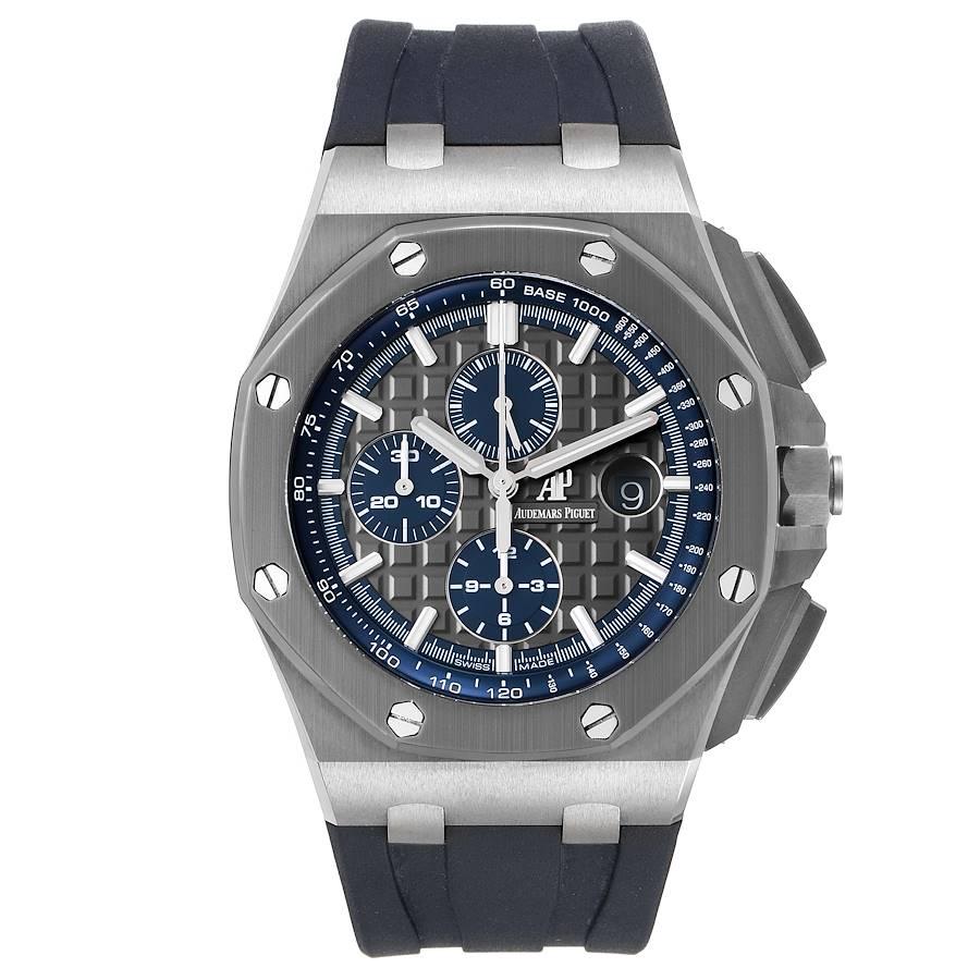 Audemars Piguet Royal Oak Offshore Titanium Mens Watch 26400IO Unworn. Automatic self-winding movement. Titanium octagonal case 44 mm in diameter. Case thickness: 14.5 mm. Exhibition sapphire crystal case back. Grey ceramic crown with a brushed