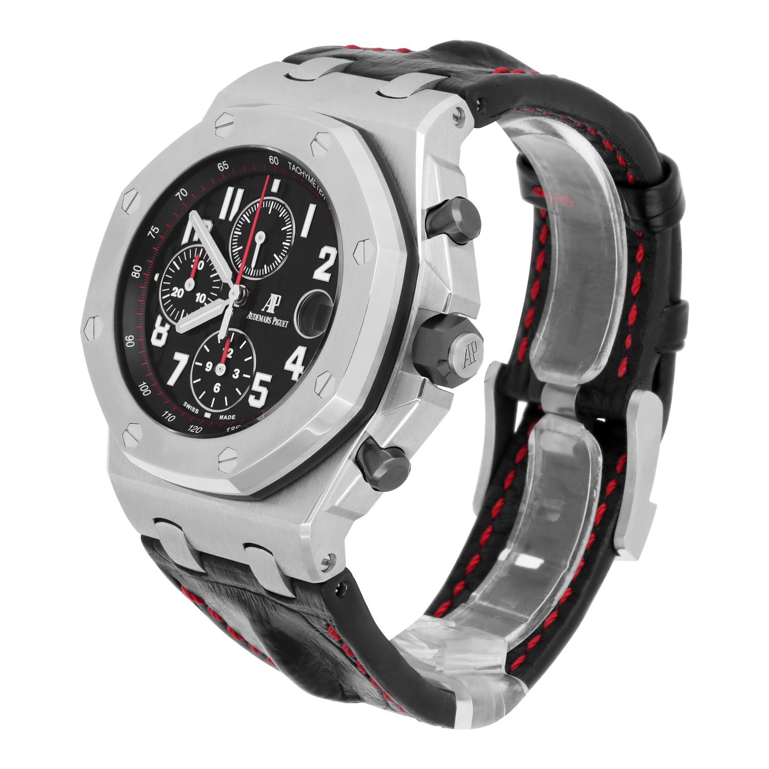 Audemars Piguet Royal Oak Offshore Vampire Black Red 42mm 26470ST Watch MINT In Excellent Condition For Sale In New York, NY