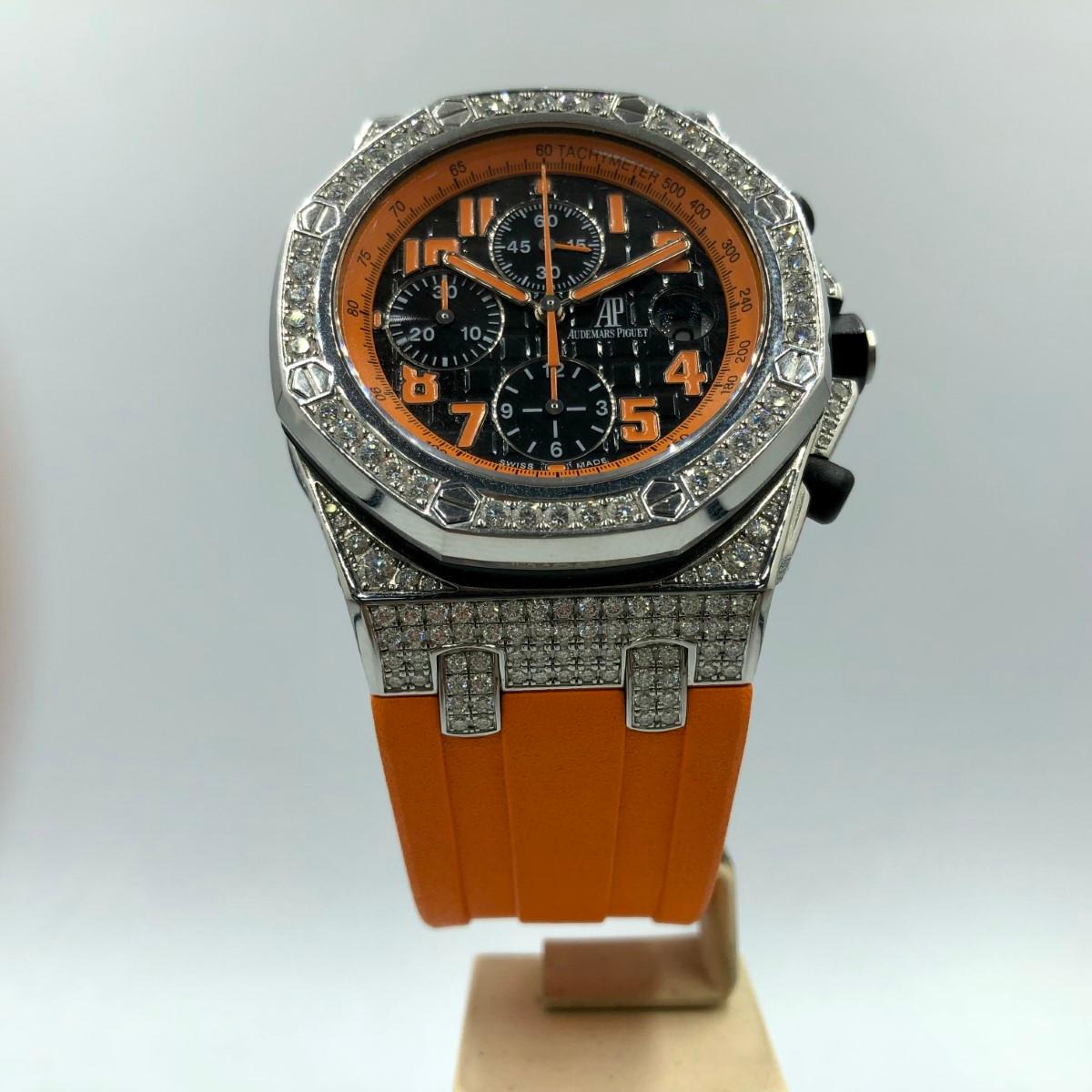 Modern Audemars Piguet Royal Oak Offshore Volcano Custom Diamond Dial Full Set For Sale