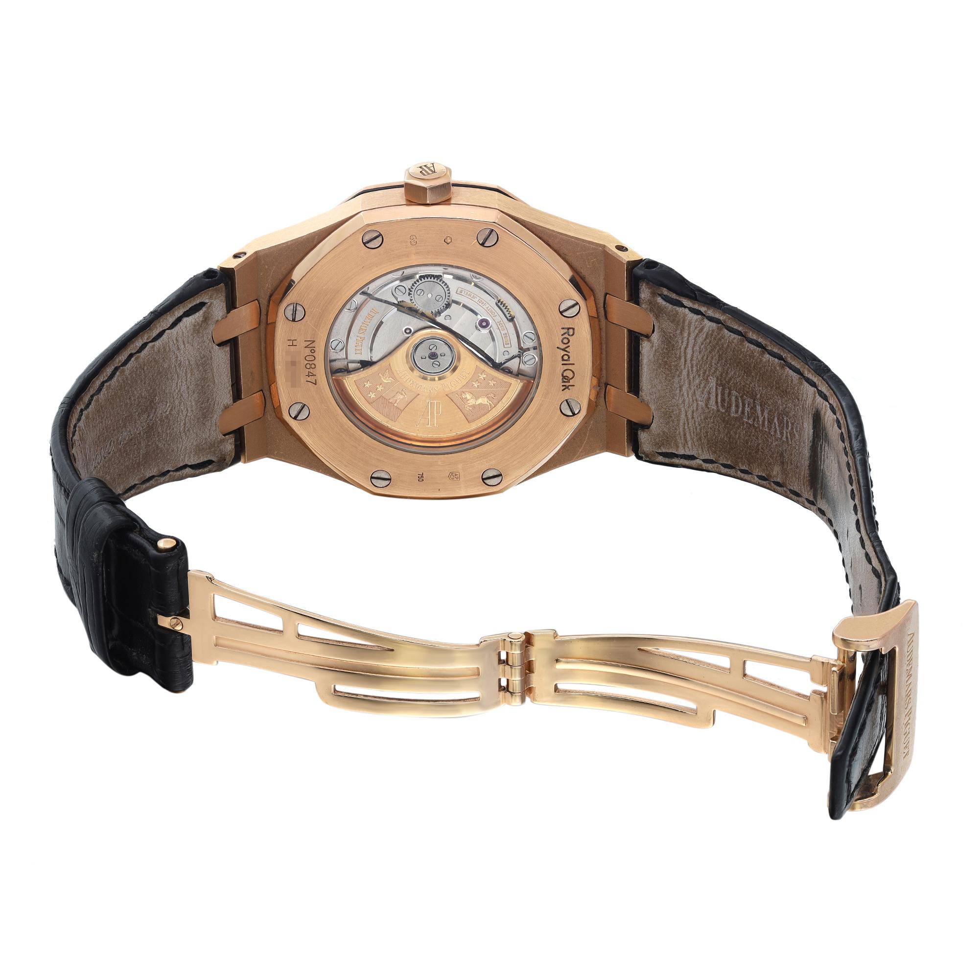 Audemars Piguet Royal Oak Rose Gold Black Dial Men Watch 15400OR.OO.D002CR.01 In Good Condition In New York, NY