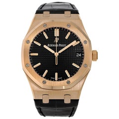 Audemars Piguet Royal Oak Rose Gold Black Strap Watch 15500OR.OO.D002CR.01