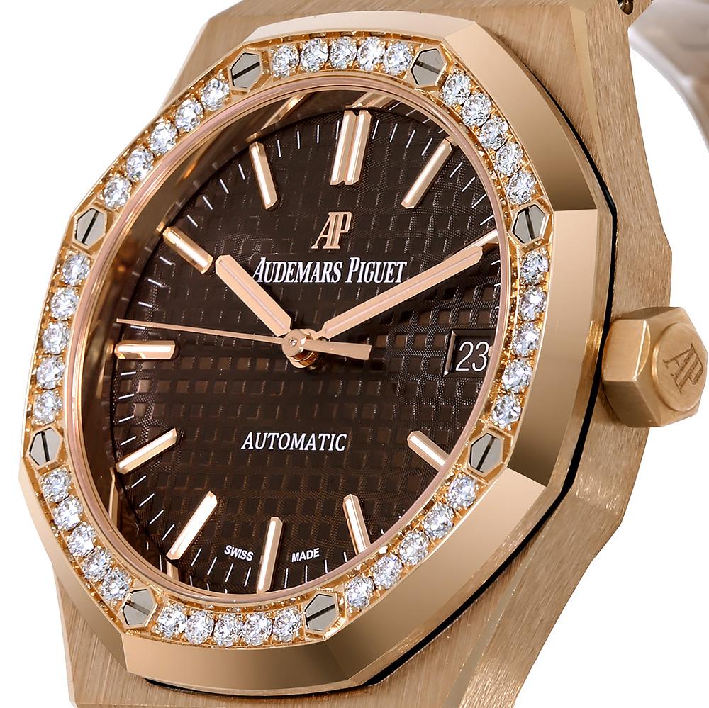 Modern Audemars Piguet Royal Oak Rose Gold Brown Dial Watch 15451OR.ZZ.1256OR.04 For Sale