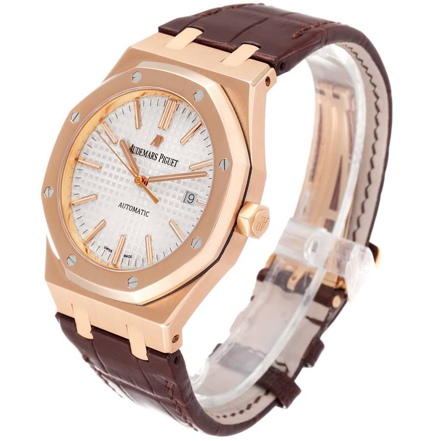 Audemars Piguet Royal Oak Rose Gold weißes Zifferblatt Herrenuhr 154000 Box Papiere im Angebot 1