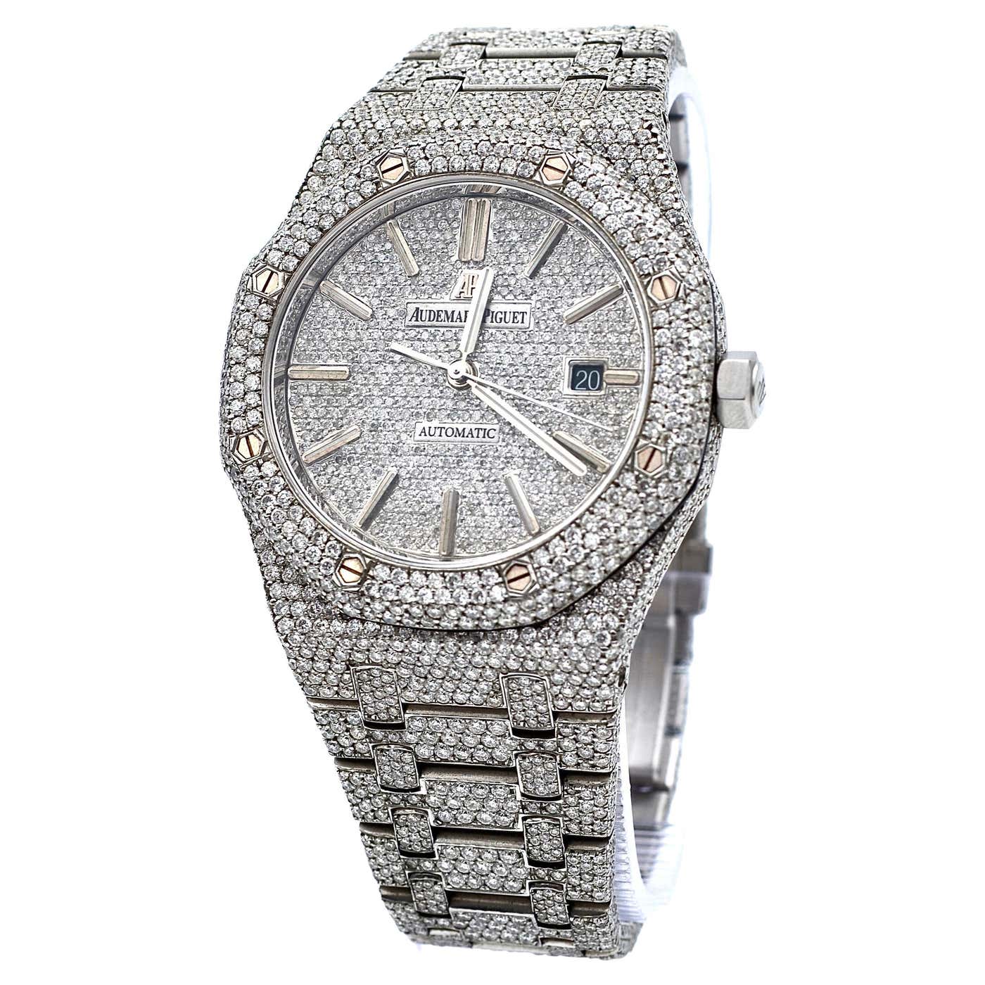 Audemars Piguet Royal Oak Selfwinding Diamonds Aftermarket 15400ST OO audemars-piguet-royal-oak-selfwinding-diamonds-aftermarket-15400st-oo