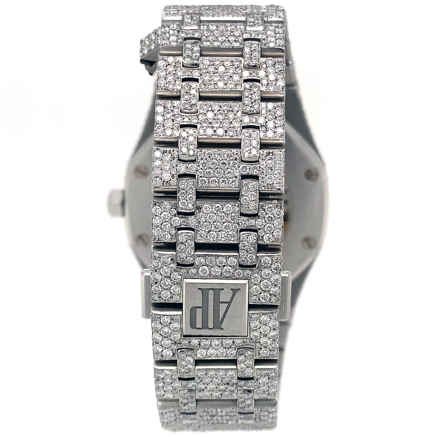 Audemars Piguet Royal Oak Silver Iced Out Diamond Selfwinding Watch 3