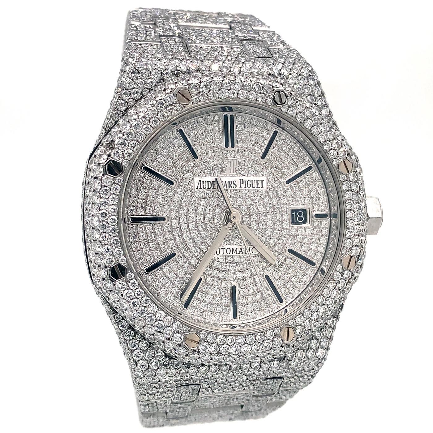 Selfwinding-Uhr von Audemars Piguet aus königlicher Eiche mit Silber-Edelsteinschliff im Zustand „Hervorragend“ in Aventura, FL