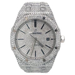 Audemars Piguet Royal Oak Silver Iced Out Diamond Selfwinding Watch