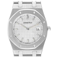 Vintage Audemars Piguet Royal Oak Steel Silver Dial Mens Watch 56175ST Box Papers