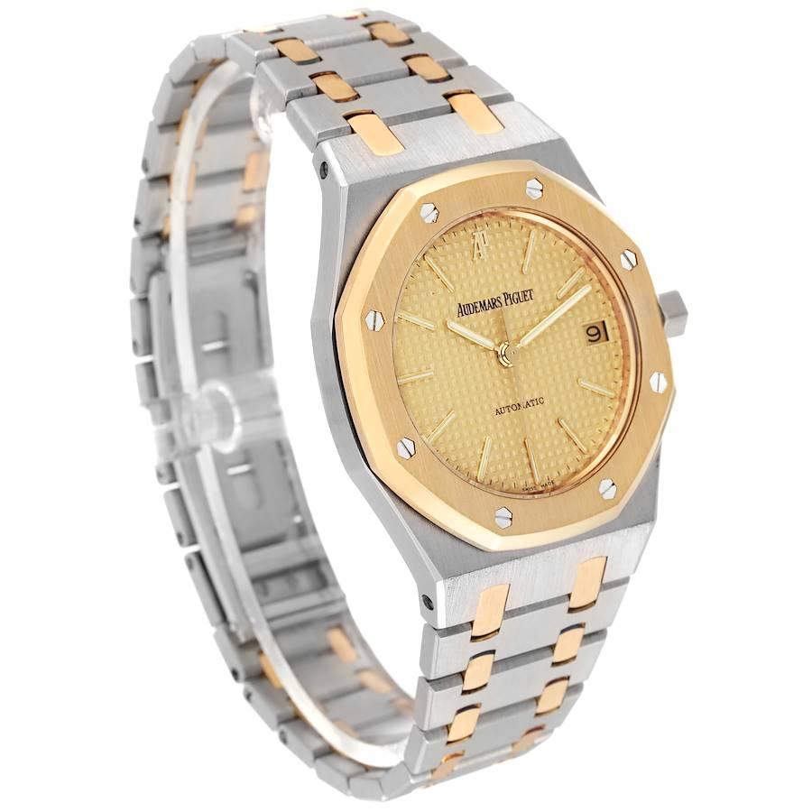 Audemars Piguet Royal Oak Steel Yellow Gold Champagne Dial Mens Watch 14790SA In Excellent Condition In Atlanta, GA