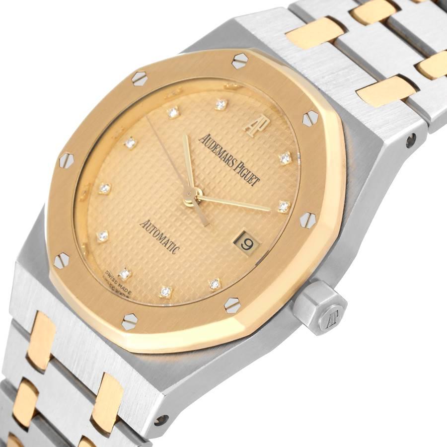 Men's Audemars Piguet Royal Oak Steel Yellow Gold Diamond Watch 15000SA Box Papers