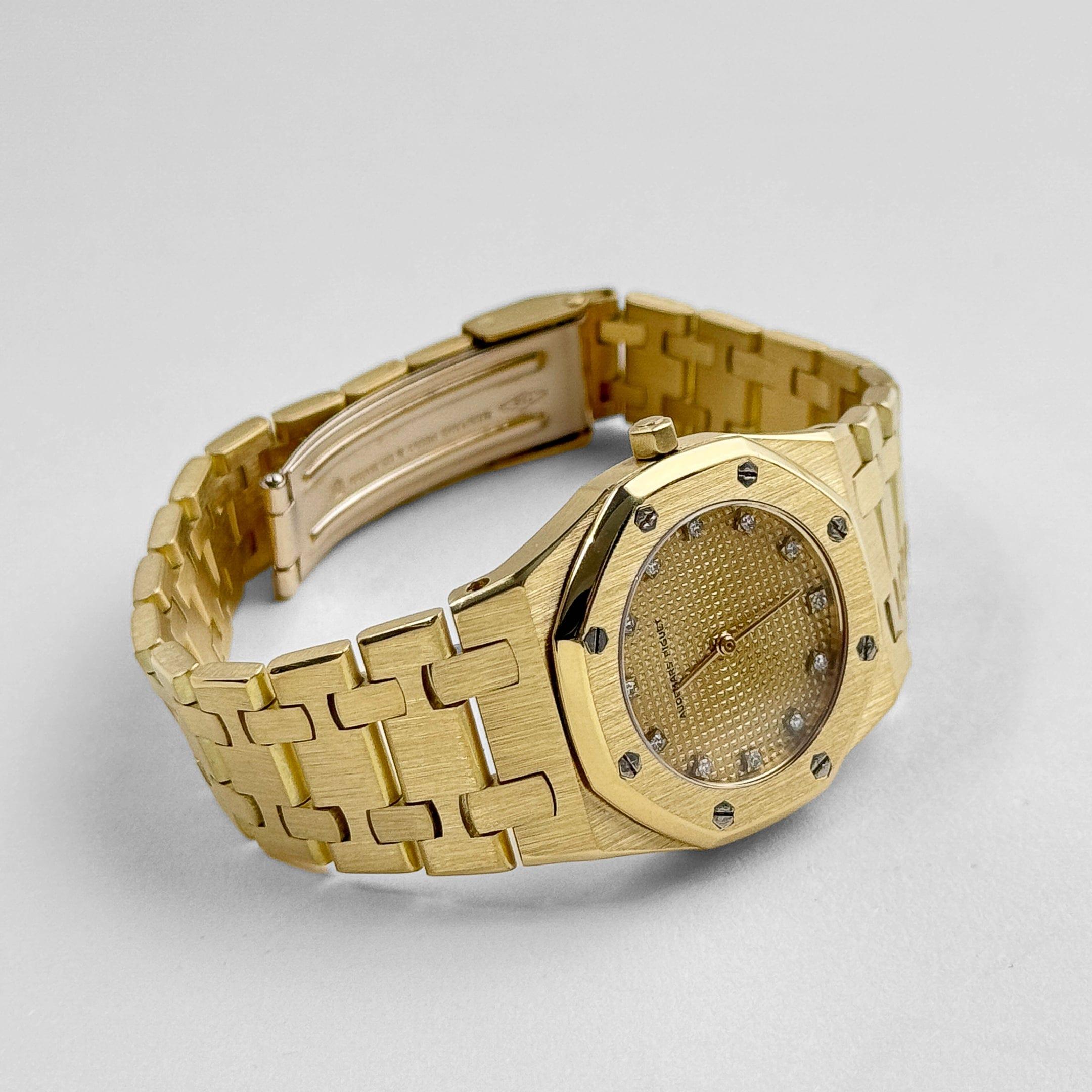 Audemars Piguet Royal Oak Vintage „Ladies“ Gelbgold Champagner-Diamant-Zifferblatt im Zustand „Gut“ im Angebot in New York, NY