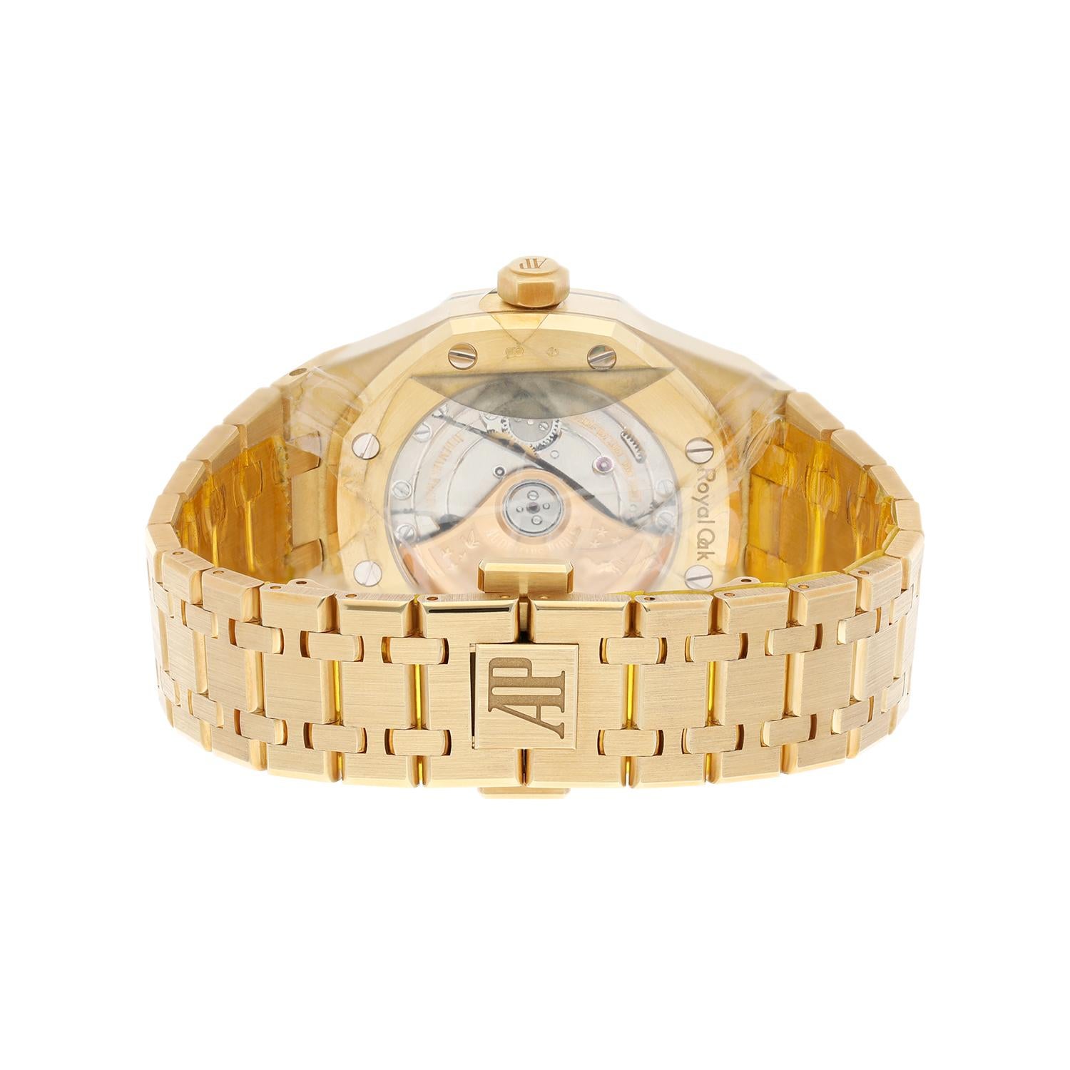 Women's or Men's Audemars Piguet Royal Oak Watch 37MM White Index Dial Yellow Gold Watch UNWORN For Sale