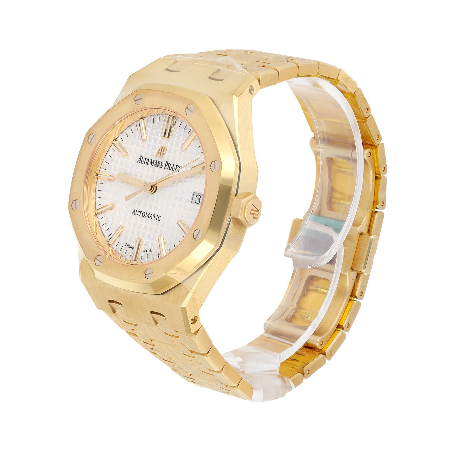 Audemars Piguet Royal Oak Watch 37MM White Index Dial Yellow Gold Watch UNWORN For Sale 2