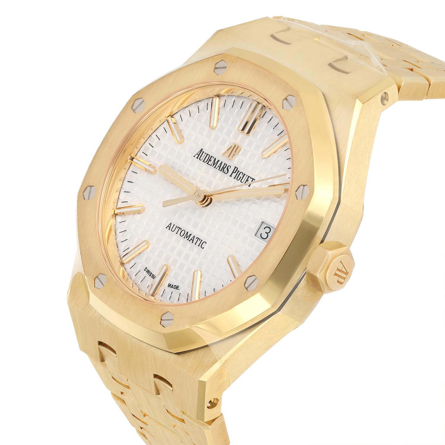 Audemars Piguet Royal Oak Watch 37MM White Index Dial Yellow Gold Watch UNWORN For Sale 2