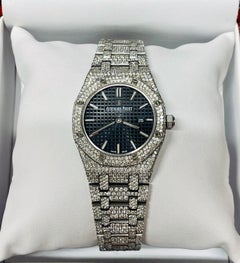 Audemars Piguet Royal Oak Watch Stainless Steel Black Dial with 1750 Diamonds!