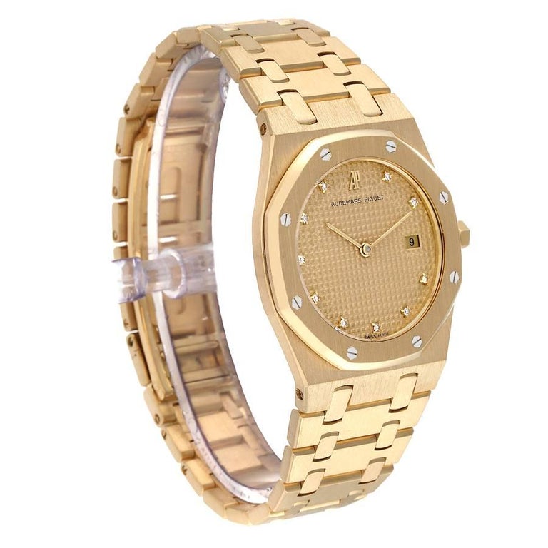 Audemars Piguet Royal Oak Yellow Gold Diamond Dial Mens Watch 56303 For ...