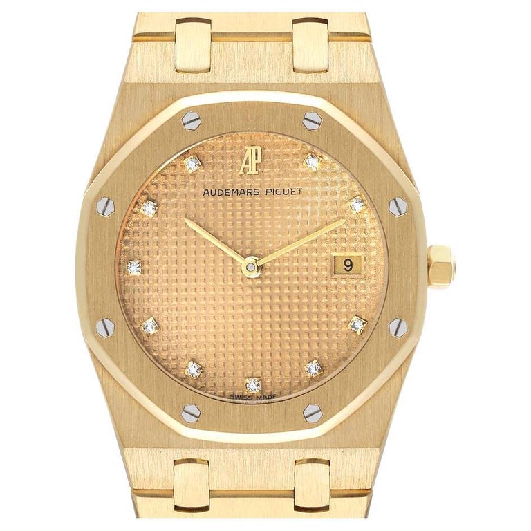 Audemars Piguet Royal Oak Yellow Gold Diamond Dial Mens Watch 56303 For ...