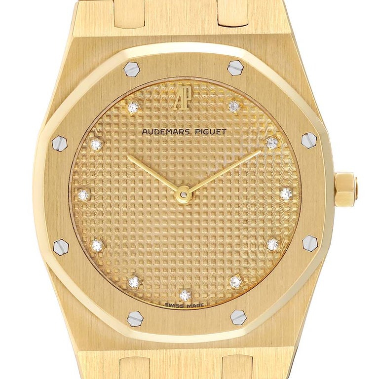 Audemars Piguet Royal Oak Yellow Gold Diamond Mens Watch 56303 Box ...