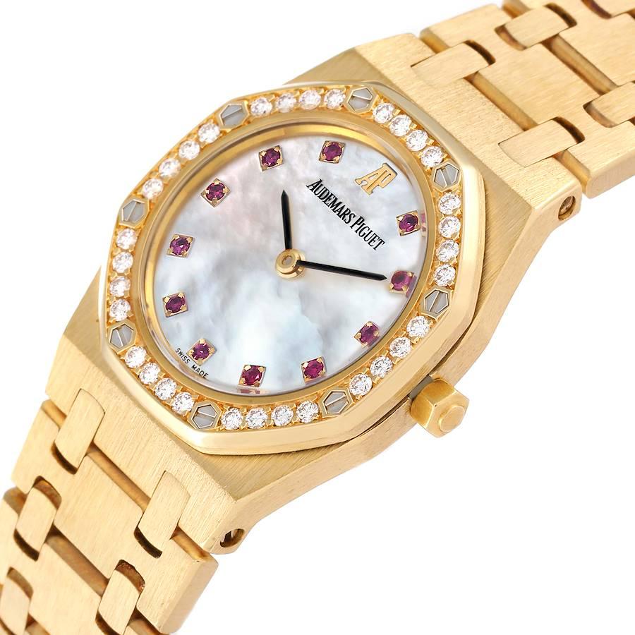 Audemars Piguet Royal Oak Gelbgold Diamant-Rubine Damenuhr 66344BA im Angebot 2