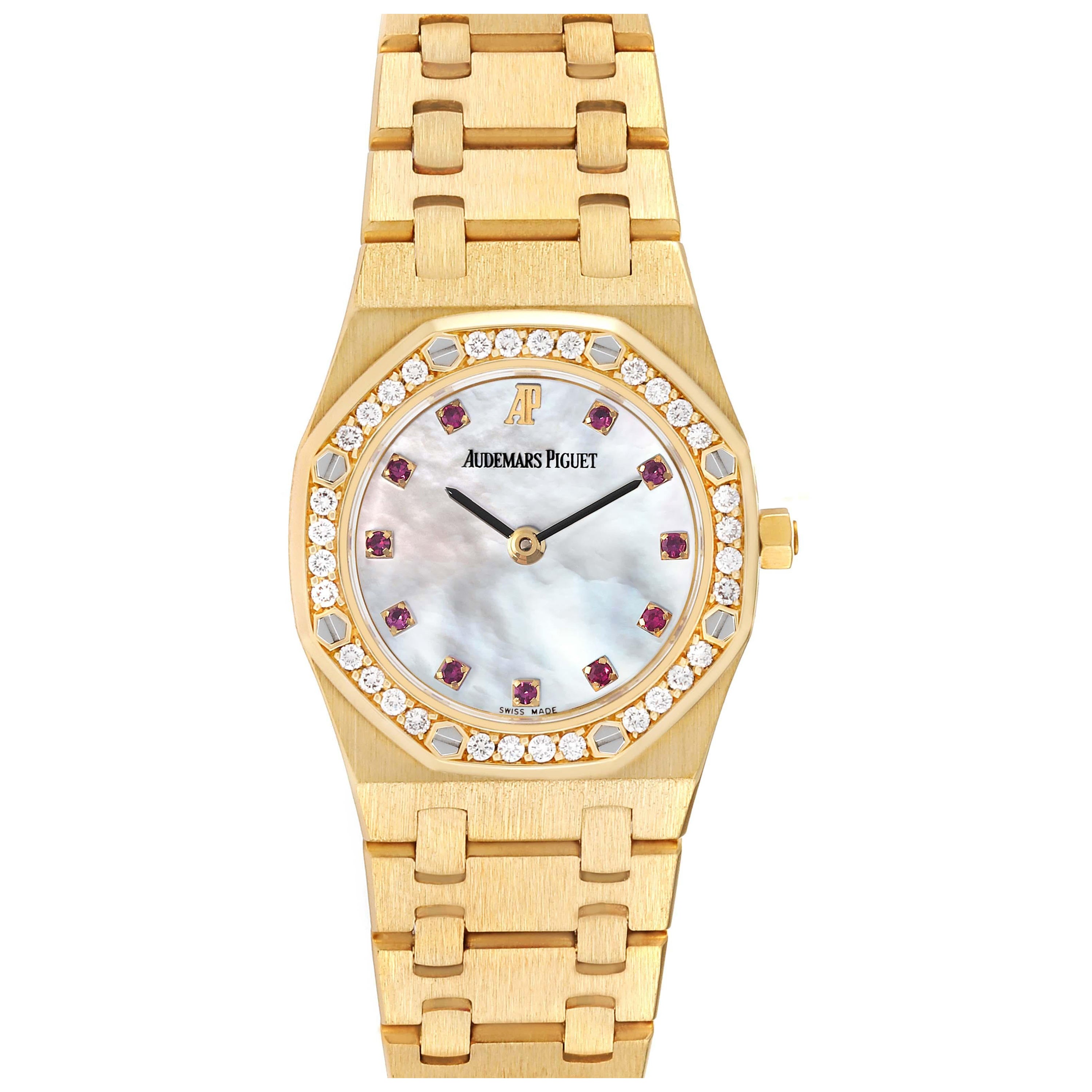 Audemars Piguet Royal Oak Gelbgold Diamant-Rubin-Damenuhr 66344BA