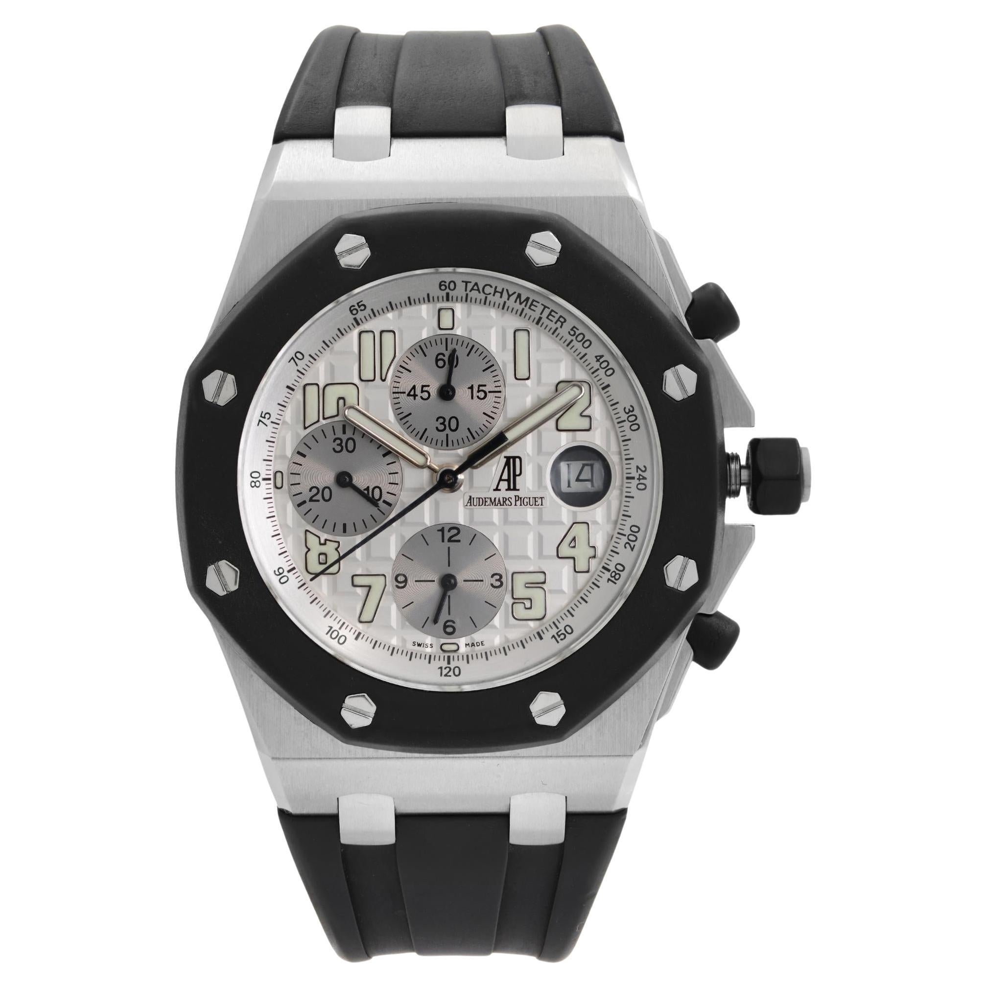 Audemars Piguet Rubberclad Steel Silver Dial Watch 25940SK.OO.D002CA.02.A For Sale